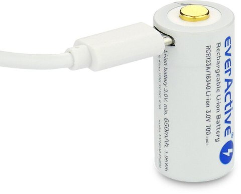 Akumulatorek 16340 / R-CR123 3V everActive 700mAh (1 szt.) z zabezpieczeniem Akumulatorek 16340 / R-CR123 3V everActive 700mAh (1 szt.) z zabezpieczeniem