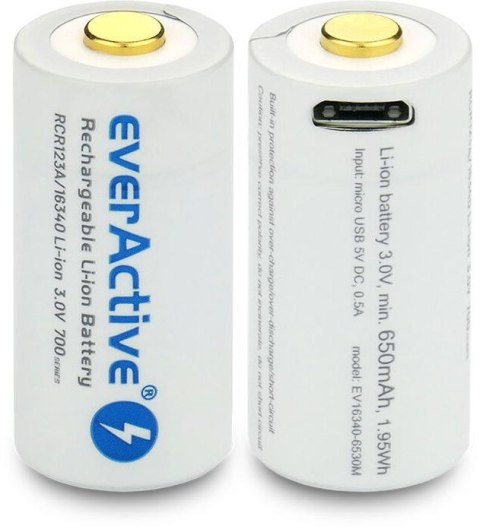 Akumulatorek 16340 / R-CR123 3V everActive 700mAh (1 szt.) z zabezpieczeniem Akumulatorek 16340 / R-CR123 3V everActive 700mAh (1 szt.) z zabezpieczeniem
