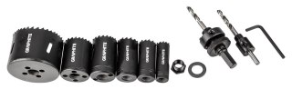 Otwornice bi-metalowe Co8% (19, 25, 30, 35, 40, 68 mm), zestaw 9 el.