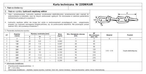 ŁAŃCUCH WĘZŁOWY ' VIKTOR ' OCYNKOWANY 1.4MM