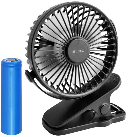 BLOW WENTYLATOR BIURKOWY Z KLIPSEM 10CM USB CZARNY + AKUMULATOR