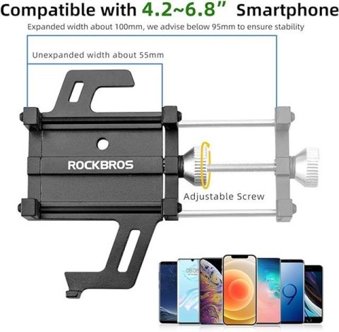 Uchwyt rowerowy Rockbros 699-BK ze stopu aluminium do telefonu - czarny