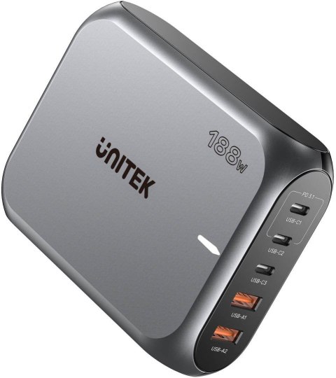 Unitek Szybka ładowarka sieciowa 2xUSB-A 3xUSB-C GAN 188W