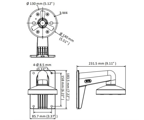 UCHWYT KAMERY DS-1273ZJ-140-DM45 Hikvision UCHWYT KAMERY DS-1273ZJ-140-DM45 Hikvision