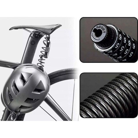 Zapięcie rowerowe Rockbros T609 na szyfr 1,5m - czarne