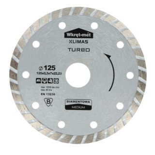 TARCZA DIAMENTOWA DO CIECIA NA SUCHO I NA MOKRO TDT-125M 125 mm WKRĘT-MET KLIMAS
