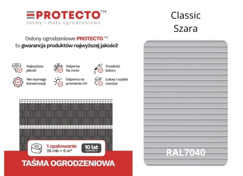 Taśma ogrodzeniowa 50mb Thermoplast® CLASSIC LINE 4,75cm SZARA