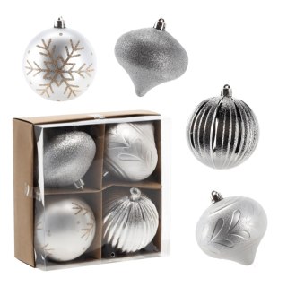 Bombki na choinkę 10cm kpl 4szt SREBRNE