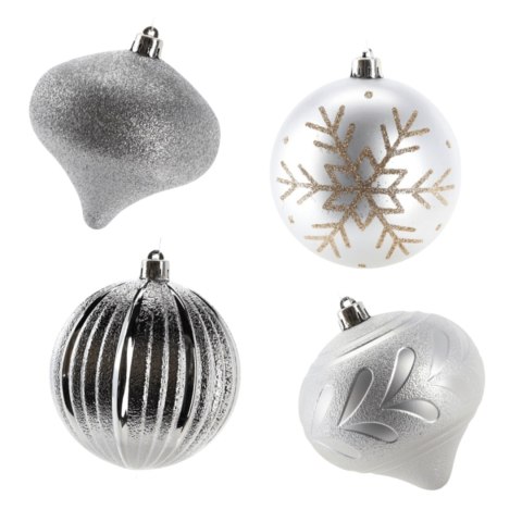 Bombki na choinkę 10cm kpl 4szt SREBRNE