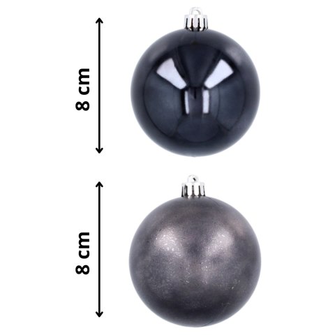 Ekskluzywna Bombka Choinkowa od Kamai Christmas Decoration® - Kolor Antracyt, Komplet 4 Sztuk