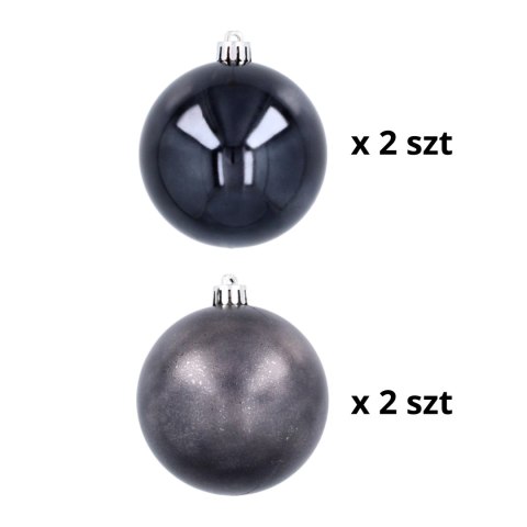 Ekskluzywna Bombka Choinkowa od Kamai Christmas Decoration® - Kolor Antracyt, Komplet 4 Sztuk