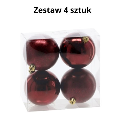 Ekskluzywna Bombka Choinkowa od Kamai Christmas Decoration® - Kolor Burgund, Komplet 4 Sztuk