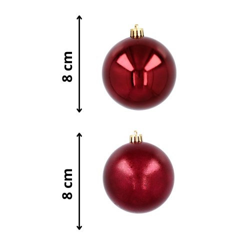 Ekskluzywna Bombka Choinkowa od Kamai Christmas Decoration® - Kolor Burgund, Komplet 4 Sztuk