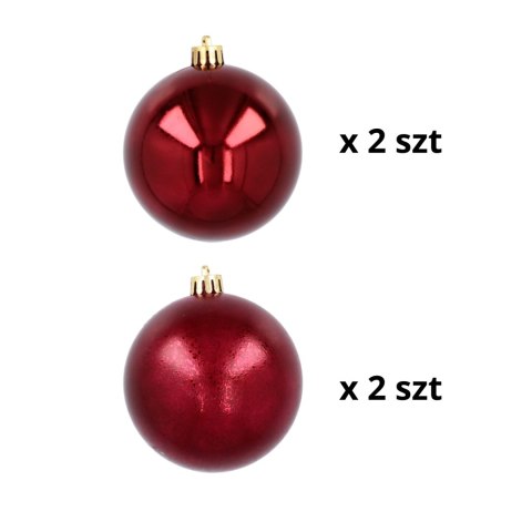 Ekskluzywna Bombka Choinkowa od Kamai Christmas Decoration® - Kolor Burgund, Komplet 4 Sztuk