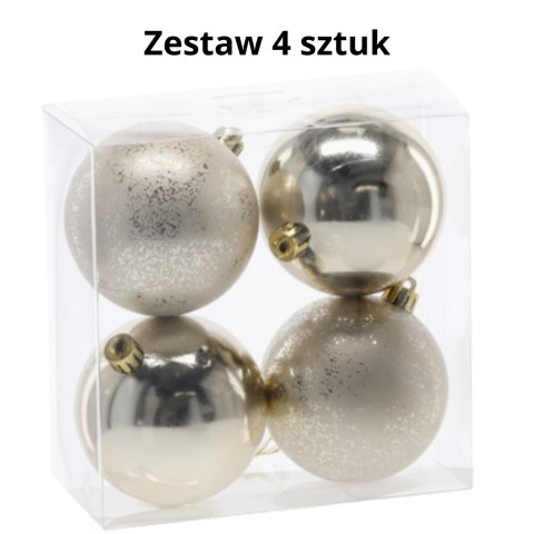 Ekskluzywna Bombka Choinkowa od Kamai Christmas Decoration® - Kolor Szampański, Komplet 4 Sztuk