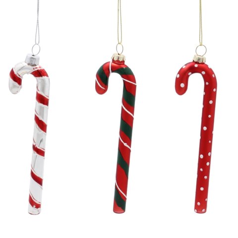 Eleganckie Ozdoby Świąteczne "Czerwono-Zielona Laseczka Cukrowa" z Szkła od Kamai Christmas Decoration®