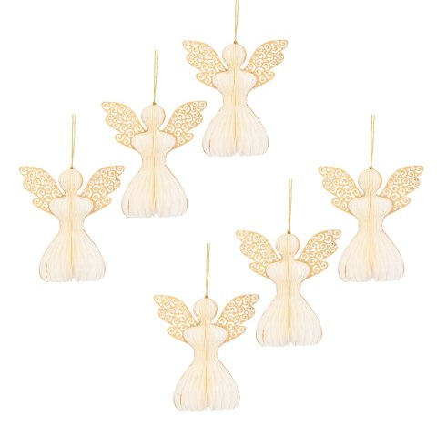 Aniołek papierowy składany 12cm - klasyczna biel