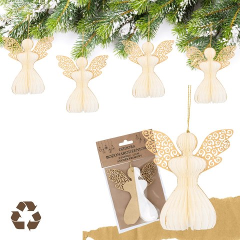 Aniołek papierowy składany 12cm - klasyczna biel