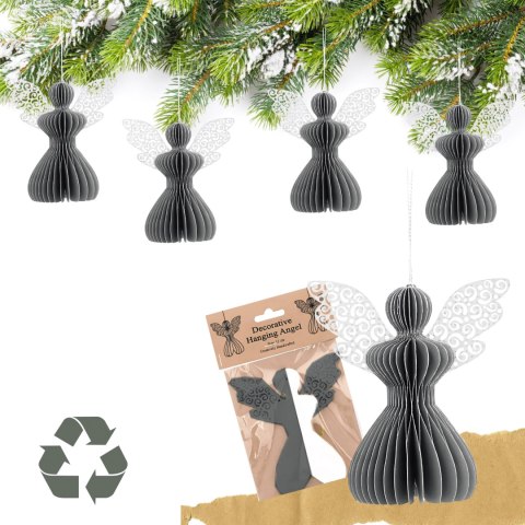 Aniołek papierowy składany 12cm - stylowa szarość