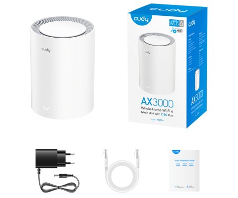 DOMOWY SYSTEM WI-FI MESH M3000(1-PACK) Wi-Fi 6 2.4 GHz, 5 GHz, 574 Mb/s + 2402 Mb/s CUDY DOMOWY SYSTEM WI-FI MESH M3000(1-PACK) Wi-Fi 6 2.4 GHz, 5 GHz, 574 Mb/s + 2402 Mb/s CUDY
