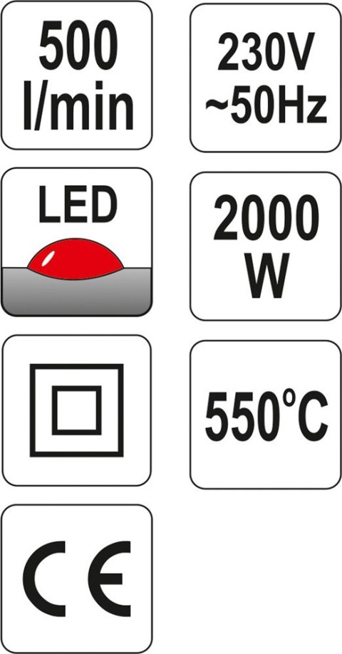 OPALARKA 2000W 50~550°C AKCESORIA WSKAŹNIK LED
