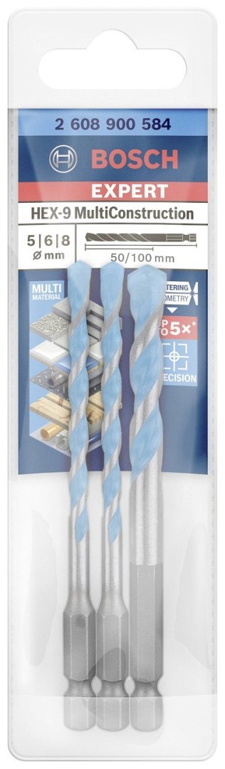 ZESTAW WIERTEŁ EXPERT MULTICONSTRUCTION HEX-9 SET 3PC