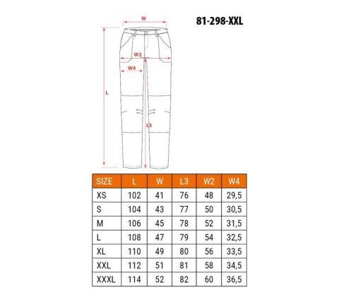 SPODNIE ROBOCZE MIX&MATCH STRETCH BRĄZOWE ROZMIAR M