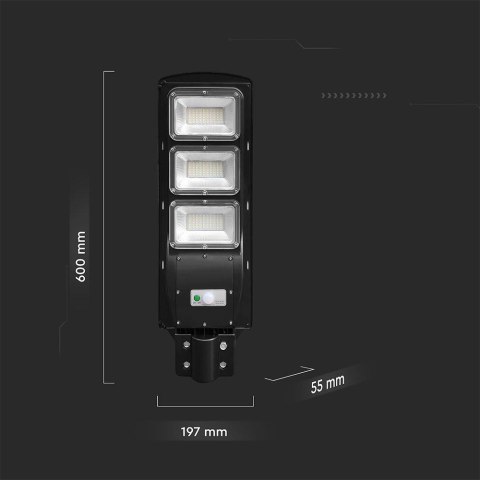 Naświetlacz Oprawa Uliczna LED Solarna V-TAC 12W Czarny VT-ST180W 6000K 1200lm