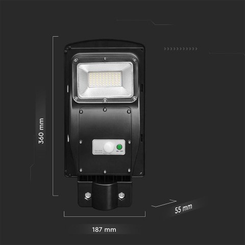 Naświetlacz Oprawa Uliczna LED Solarna V-TAC 6W Czarny VT-ST63W 6000K 800lm
