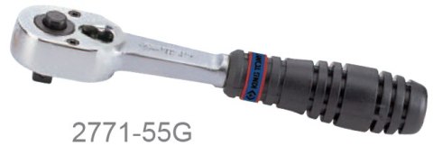 GRZECHOTKA 1/4 130MM 24 ZĘBY CHROM, UCHWYT GUMOWY, PRZYCISK