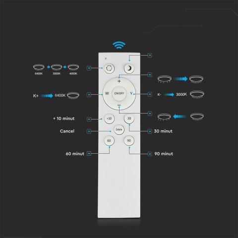 Plafon sufitowy V-TAC 40W LED pilot CCT fi.350 gwiazdy diament VT-8404 3000K-6500K 4000lm