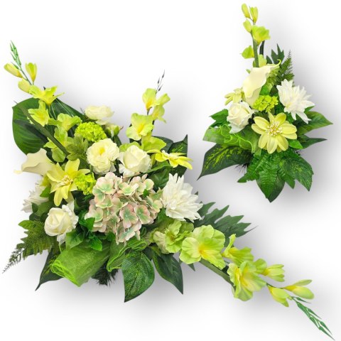 Kompozycja kwiatowa komplet zestaw stroiki na cmentarz grób