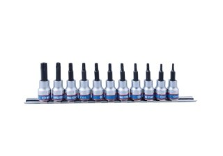 KPL.NASADEK TORX Z OTWOREM 3/8'' 11CZĘŚCI T8-T50 SZYNA