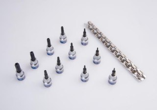 KPL.NASADEK TORX Z OTWOREM 3/8'' 11CZĘŚCI T8-T50 SZYNA
