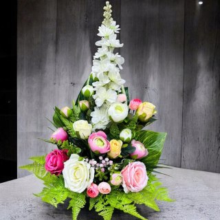 Stroik kompozycja kwiaty grób cmentarz bukiet do wazon sztuczny