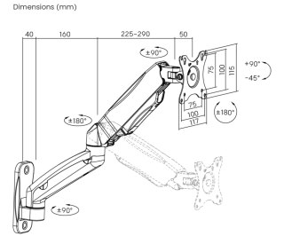 UCHWYT DO MONITORA NA SPRĘŻYNIE GAZOWEJ BRATECK-LDA31-112 17 " ... 32 " BRATECK