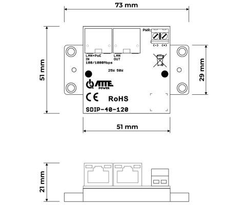 ADAPTER ZASILANIA POE SDIP-40-120 ATTE