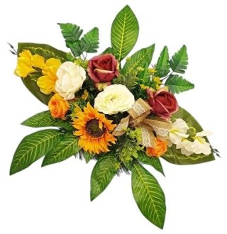 Stroik na cmentarz GRÓB kompozycja WIĄZANKA pomnik KWIATY SZTUCZNE bukiet