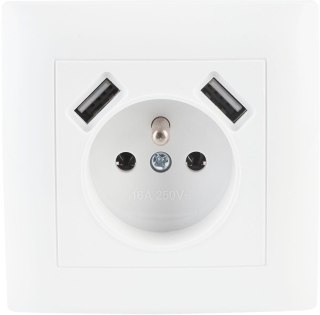 Gniazdo pojedyncze z uziemieniem z USB VCX WESA LC 13A Biały