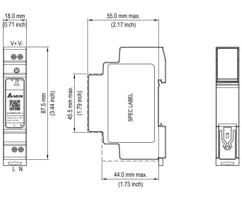 ZASILACZ IMPULSOWY DRC-24V015W1RZ Delta Electronics