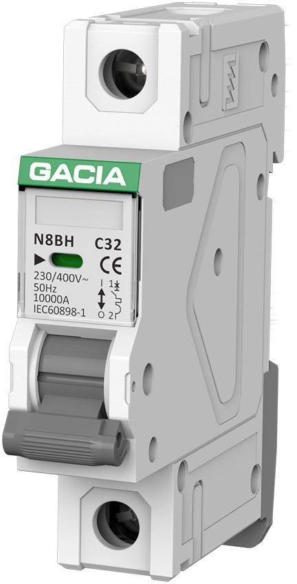 Wyłącznik nadprądowy GACIA N8BH 10KA C 1P 32A