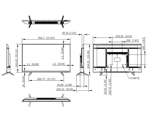 MONITOR HDMI, DP, VGA, AUDIO, USB, RS232 DS-D5043U3-1V0S 43 " Hikvision