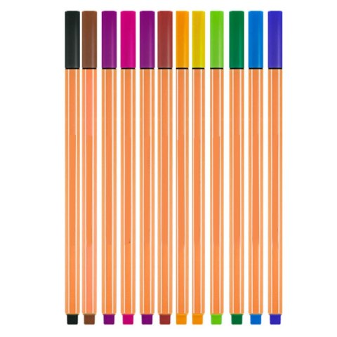 Zestaw Cienkopisy Biurowe Szkolne Grubość 0,4mm Kolorowe 12szt
