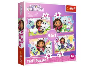 Puzzle - 4w1 (35, 48, 54, 70) - Przygody Gabi - Koci Domek Gabi - Trefl 34620