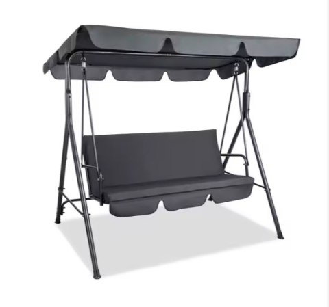 Huśtawka Trzyosobowa Ogrodowa Bujana Materac Szara