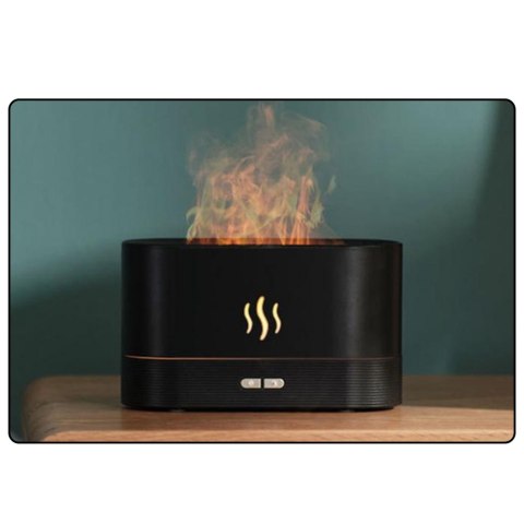Nawilżacz Powietrza Dyfuzor Aromaterapia Efekt Ognia Kominek Czarny 180ml
