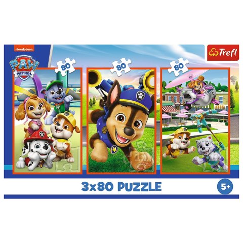 Puzzle - 3x80 - Psia zgraja - Psi Patrol - Trefl 34886