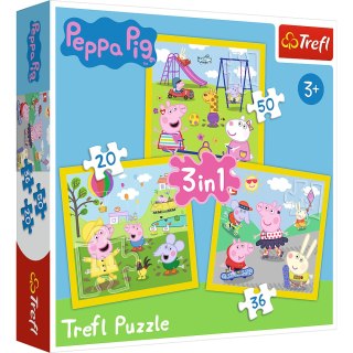 Puzzle - 3w1 (20, 36, 50) - Wesoły dzień Peppy - Świnka Peppa - Trefl 34849