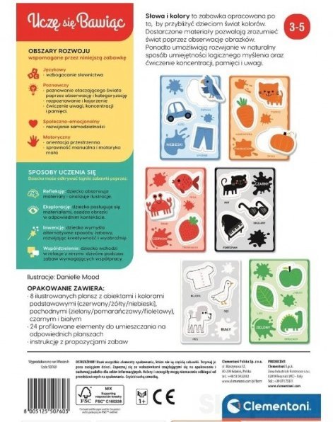 Gra edukacyjna Słowa i Kolory Uczę się Bawiąc Język Polski Clementoni 50760