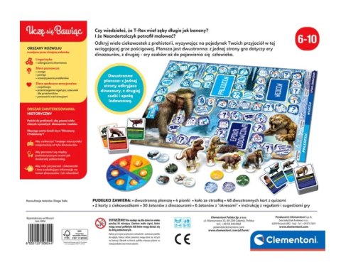 Gra planszowa Quiz Dinozaury i Prehistoria Epoka Lodowcowa Uczę się Bawiąc Język Polski Clementoni 50804